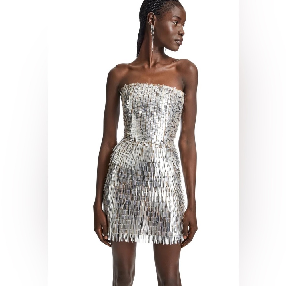 NEW WITH TAGS Strapless Silver Dress